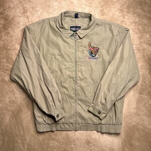 Vintage 90s Time Out Titan Grizzly Bear Embroidered Jacket Tan Soft Shell Zip Up